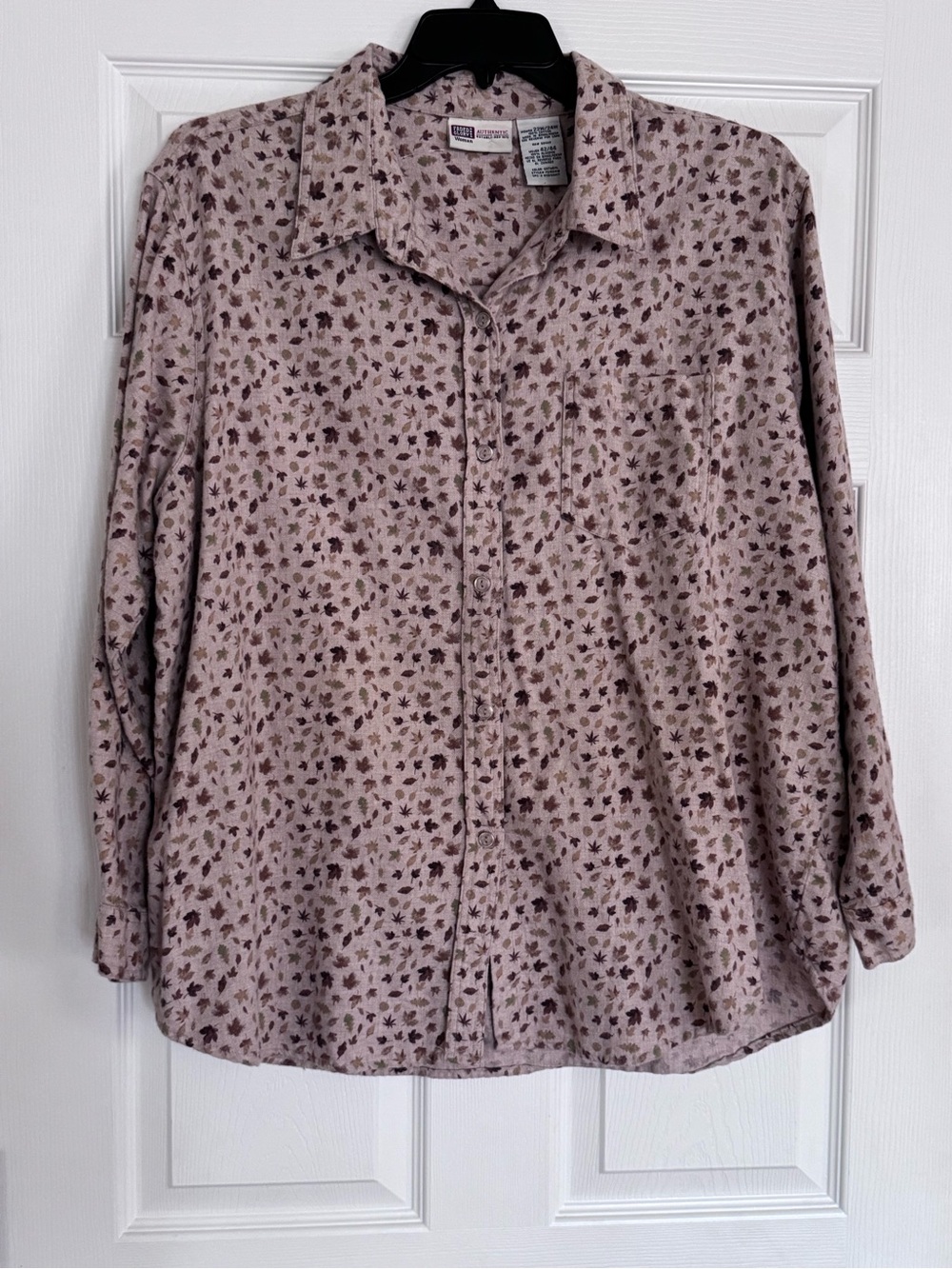 Faded Glory Women’s Plus Size 22W/24W Fall Leaf Print Button-Up Shirt